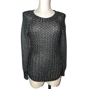 Calvin Klein Women’s Vintage Y2K Silver Metallic Open Knit Sweater size XS